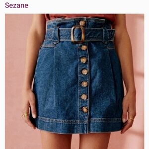Sézane Denim Button-Up Skirt